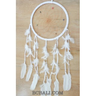 balinese handmade dream catcher white color long feather